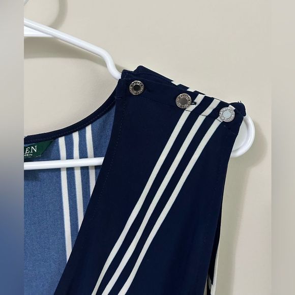 Ralph Lauren Striped Belted Jumpsuit Navy And Cream - Picture 11 of 11